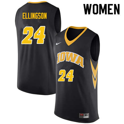 Women #24 Brady Ellingson Iowa Hawkeyes College Basketball Jerseys Sale-Black - Click Image to Close